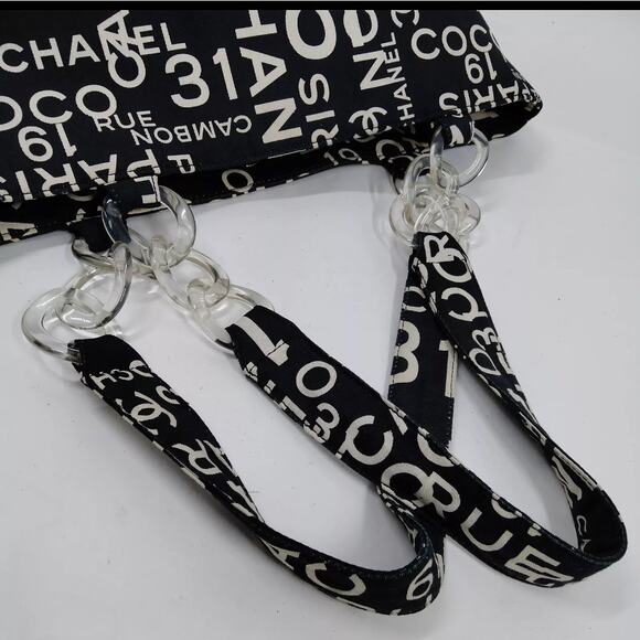 Chanel - "By Sea" - 31 Rue Cambon - Black Logo Canvas Tote Bag -PRISTINE - Picture 3 of 8